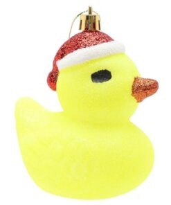 1 x Yellow Glittery Festive Duck Bauble - Christmas Tree Decorations
