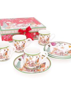 Alternative view of Gingerbread Deluxe Ceramic Tableware Range - 4 x 3oz Espresso Cup & Saucer Set with Matching Decorative Gift Box
