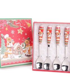 Gingerbread Deluxe Ceramic Tableware Range - 4 x 15cm (6") Cake Spoons with Matching Decorative Gift Box