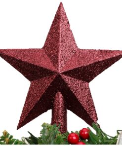 Christmas Concepts® 20cm Glitter Tree Top Star Decoration – Christmas Tree Topper (Rioja Red)