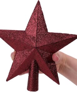 Alternative view of Christmas Concepts® 20cm Glitter Tree Top Star Decoration – Christmas Tree Topper (Rioja Red)