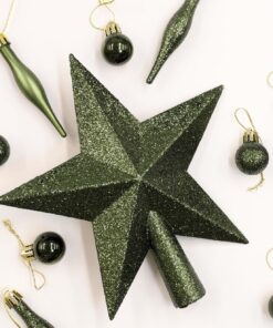 Alternative view of Christmas Concepts® 20cm Glitter Tree Top Star Decoration – Christmas Tree Topper (Forrest Green)