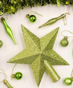 Alternative view of Christmas Concepts® 20cm Glitter Tree Top Star Decoration – Christmas Tree Topper (Lime Green)