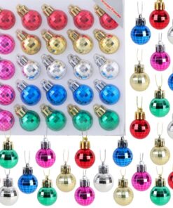 Pack of 25-25mm Miniature Christmas Tree Baubles - Traditional Christmas Tree Ornaments (Multi Coloured)