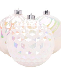 Christmas Concepts® Pack of 3-150mm (5.9") Giant White Iridescent Faceted Baubles - Shatterproof Hanging Ornaments - Christmas Decorations