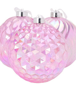 Christmas Concepts® Pack of 3-150mm (5.9") Giant Pink Iridescent Faceted Baubles - Shatterproof Hanging Ornaments - Christmas Decorations