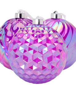 Christmas Concepts® Pack of 3-150mm (5.9") Giant Purple Iridescent Faceted Baubles - Shatterproof Hanging Ornaments - Christmas Decorations