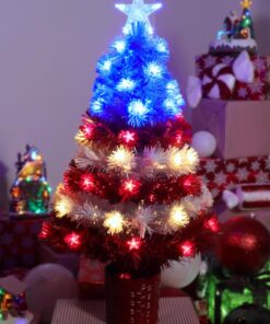 Christmas Concepts® 36" Fibre Optic LED American Flag Christmas Tree - USA Red, White & Blue Christmas Decorations - USA PLUG ONLY