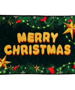Christmas Concepts® 59cm (23") 'Merry Christmas' Green Garland Design Non Slip Door Mat - Indoor Christmas Decorations