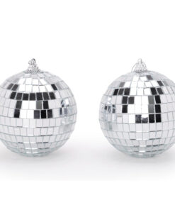 Christmas Concepts® Pack of 2-100mm (4") Silver Mirror Disco Ball Baubles - Christmas Tree Hanging Decorations