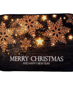 Christmas Concepts® 59cm (23") 'Merry Christmas & Happy New Year' Gold Snowflake Design Non Slip Door Mat - Christmas Decorations