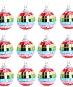 Christmas Concepts® Pack of 12-40mm (2") Mini Multi Coloured Mirror Disco Ball Bauble - Christmas Tree Hanging Decorations