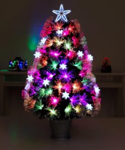 Christmas Concepts® 3ft (36") Black Christmas Tree With Multi Coloured Fibre Optics & Bright White LED Snowflakes - Artificial Christmas Trees
