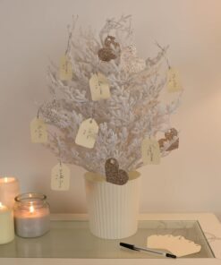 2ft (24") White Glitter Flocked Twig Tree With Base - Tabletop Christmas Trees