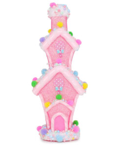 Christmas Concepts® 26cm (10") Pink Glitter Whoville Decorated Candy House - Christmas Decorations