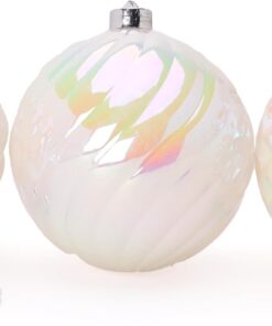 Alternative view of Christmas Concepts® Pack of 3-150mm (5.9") Giant White Iridescent Faceted Baubles - Shatterproof Hanging Ornaments - Christmas Decorations