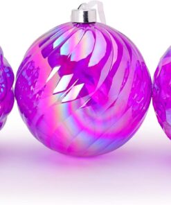 Alternative view of Christmas Concepts® Pack of 3-150mm (5.9") Giant Purple Iridescent Faceted Baubles - Shatterproof Hanging Ornaments - Christmas Decorations