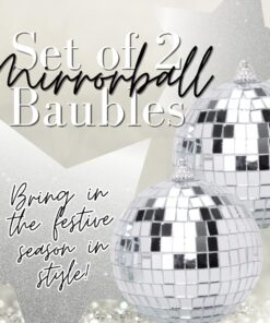 Alternative view of Christmas Concepts® Pack of 2-100mm (4") Silver Mirror Disco Ball Baubles - Christmas Tree Hanging Decorations