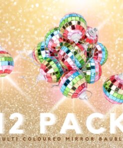 Alternative view of Christmas Concepts® Pack of 12-40mm (2") Mini Multi Coloured Mirror Disco Ball Bauble - Christmas Tree Hanging Decorations