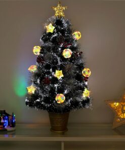 Alternative view of 3ft (36") Green Prelit Fibre Optic Christmas Tree with Berries, Pinecones & LED Iridescent Ornaments - 37 Functions Included - Artificial Christmas Trees