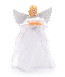30cm (12") Traditional Tree Top Angel - Christmas Tree Topper Decoration - Gold Or Silver (Silver)