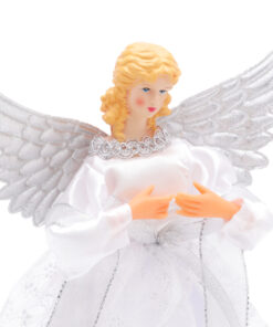 Alternative view of 30cm (12") Traditional Tree Top Angel - Christmas Tree Topper Decoration - Gold Or Silver (Silver)