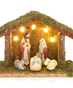 14cm (5.5") Battery Operated Miniature Nativity Scene - 5 Warm White LED Lights & Nativity Characters - Traditional Christmas Decorations