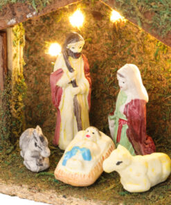 Alternative view of 14cm (5.5") Battery Operated Miniature Nativity Scene - 5 Warm White LED Lights & Nativity Characters - Traditional Christmas Decorations