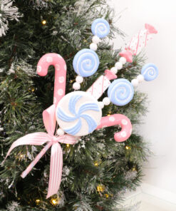 Alternative view of Christmas Concepts® 40cm (16") Candy Theme Glittery Sweets Christmas Tree Pick - DIY Garland/Wreath/Flower Arrangements - Christmas Tree Decoration (Pink & Blue)