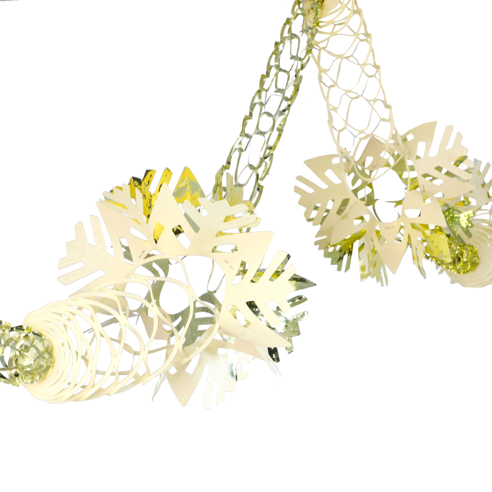 2.7M Gold and Ivory Snowflake Foil Garland - Christmas Decorations