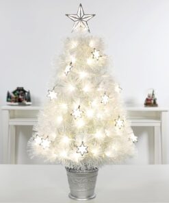Alternative view of Christmas Concepts® 3ft (36") Warm & Ice White Fibre Optic Multi Function Christmas Tree With LED Snowflakes - 13 Functions Included