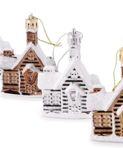 Christmas Concepts® Pack of 4-80mm (3.1") Silver & Gold Glittery Festive Church Baubles - Plastic Christmas Tree Decorations