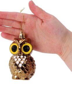 Christmas Concepts® Pack of 3 - 90mm (3.5") Gold Glittery Festive Owl Baubles - Christmas Tree Decorations