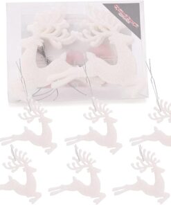 Christmas Concepts®100mm (4") Pack Of 6 Glittery Reindeer Baubles - Christmas Tree Decorations (White)