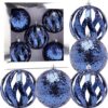 Christmas Concepts® Elegance Collection - Pack of 5-100mm (4") Midnight Blue Luxury Glitter Baubles - Christmas Tree Hanging Decorations