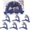 Christmas Concepts® 100mm (4") Pack Of 6 Glittery Reindeer Baubles - Christmas Tree Decorations (Midnight Blue)