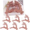 Christmas Concepts® 100mm (4") Pack Of 6 Glittery Reindeer Baubles - Christmas Tree Decorations (Rose Gold)