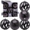 Christmas Concepts® Elegance Collection - Pack of 5-100mm (4") Black Luxury Glitter Baubles - Christmas Tree Hanging Decorations