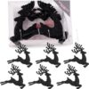 Christmas Concepts® 100mm (4") Pack Of 6 Glittery Reindeer Baubles - Christmas Tree Decorations (Black)