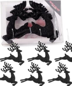 Christmas Concepts® 100mm (4") Pack Of 6 Glittery Reindeer Baubles - Christmas Tree Decorations (Black)