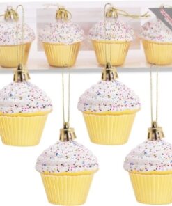 Christmas Concepts® Pack of 4 - 60mm (2.3") Gold Glittery Festive Cupcake Baubles - Christmas Tree Decorations