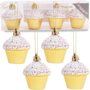 Christmas Concepts® Pack of 4 - 60mm (2.3") Gold Glittery Festive Cupcake Baubles - Christmas Tree Decorations