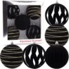 Christmas Concepts® Elegance Collection - Pack of 5-100mm (4") Black Luxury Velvet & Glitter Decorated Large Baubles - Christmas Tree Hanging Decorations
