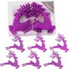 Christmas Concepts® 100mm (4") Pack Of 6 Glittery Reindeer Baubles - Christmas Tree Decorations (Purple)