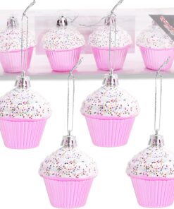 Christmas Concepts® Pack of 4-60mm (2.3") Baby Pink Glittery Festive Cupcake Baubles - Christmas Tree Decorations