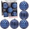 Christmas Concepts® Elegance Collection - Pack of 5-100mm (4") Midnight Blue Luxury Decorated Large Baubles - Christmas Tree Hanging Decorations