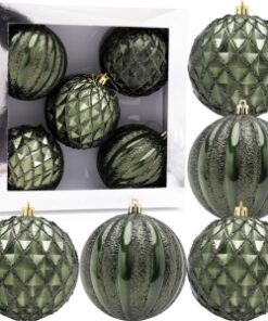 Christmas Concepts® Elegance Collection - Pack of 5-100mm (4") Forrest Green Luxury Decorated Large Baubles - Christmas Tree Hanging Decorations