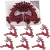 Christmas Concepts® 100mm (4") Pack Of 6 Glittery Reindeer Baubles - Christmas Tree Decorations (Rioja Red)