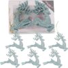Christmas Concepts® 100mm (4") Pack Of 6 Glittery Reindeer Baubles - Christmas Tree Decorations (Mint Green)
