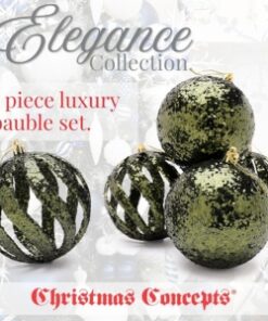 Alternative view of Christmas Concepts® Elegance Collection - Pack of 5-100mm (4") Forrest Green Luxury Glitter Baubles - Christmas Tree Hanging Decorations